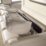 3-Sitzer-Schlafsofa aus perlgrauem Leder