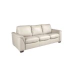 3-Sitzer-Schlafsofa aus perlgrauem Leder