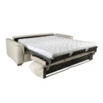 3-Sitzer-Schlafsofa aus perlgrauem Leder