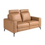 Двухместный диван-реклайнер из коричневой кожи