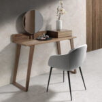 Walnut wood dressing table with swivel mirror