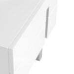 White wooden bedside table and chrome steel