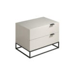 Pearl Gray wooden bedside table and black steel