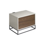 Pearl Gray wooden bedside table and black steel