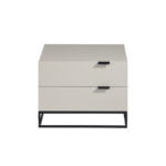 Pearl Gray wooden bedside table and black steel