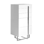 White wooden chiffonier and chrome steel