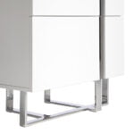 White wooden chiffonier and chrome steel