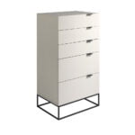 Chiffonier in Pearl Gray wood and black steel