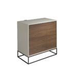 Pearl gray wooden chest and black steel