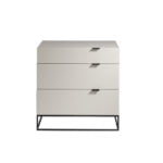 Pearl gray wooden chest and black steel