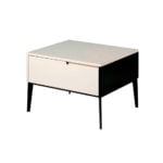 Cream wooden bedside table and black steel