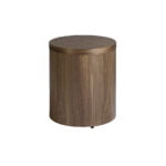 Round Walnut wood nightstand