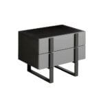 Wenge wood and gray steel bedside table