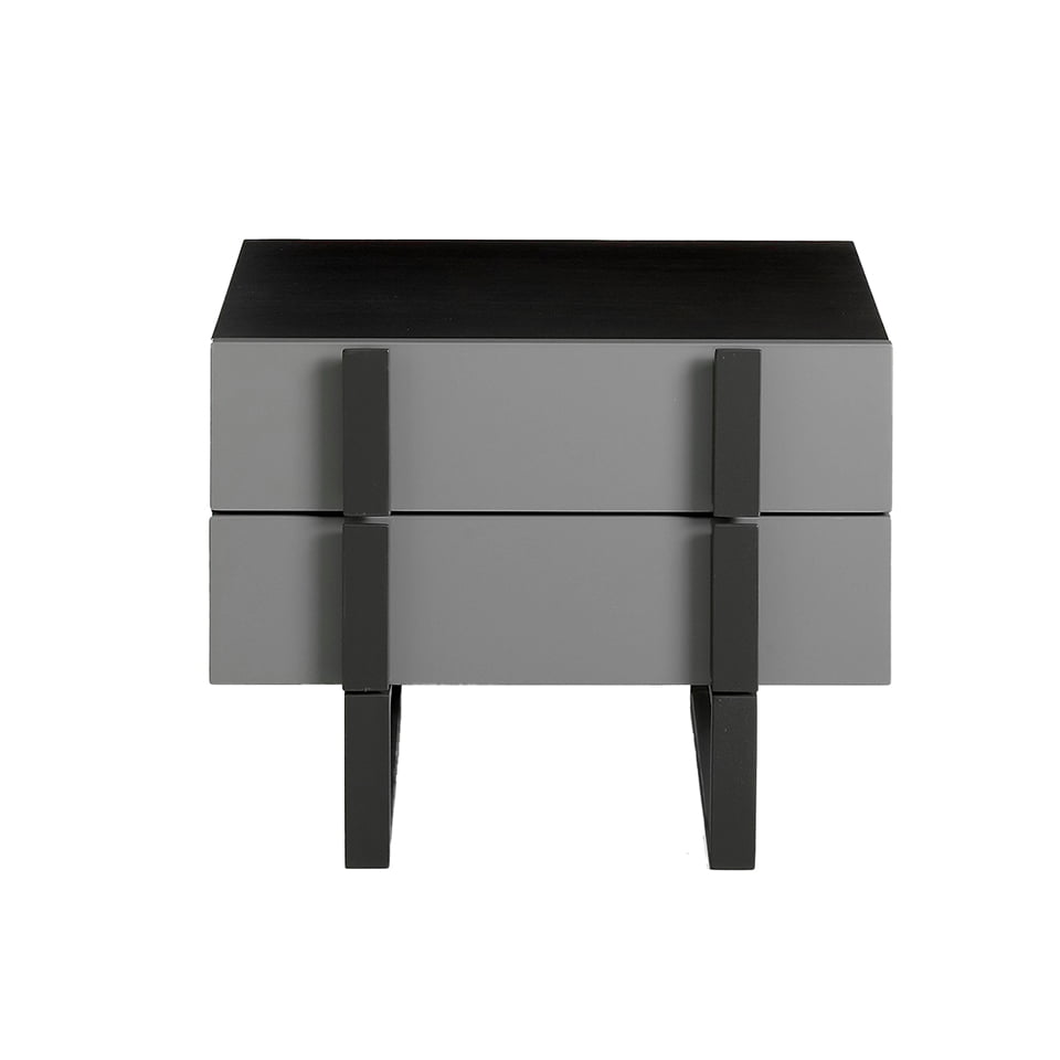 Wenge wood and gray steel bedside table Wenge wood and gray steel bedside table