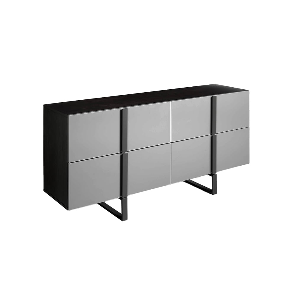 Wengé wood and grey steel sideboard
