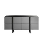 Wenge wood and gray steel chest of drawers