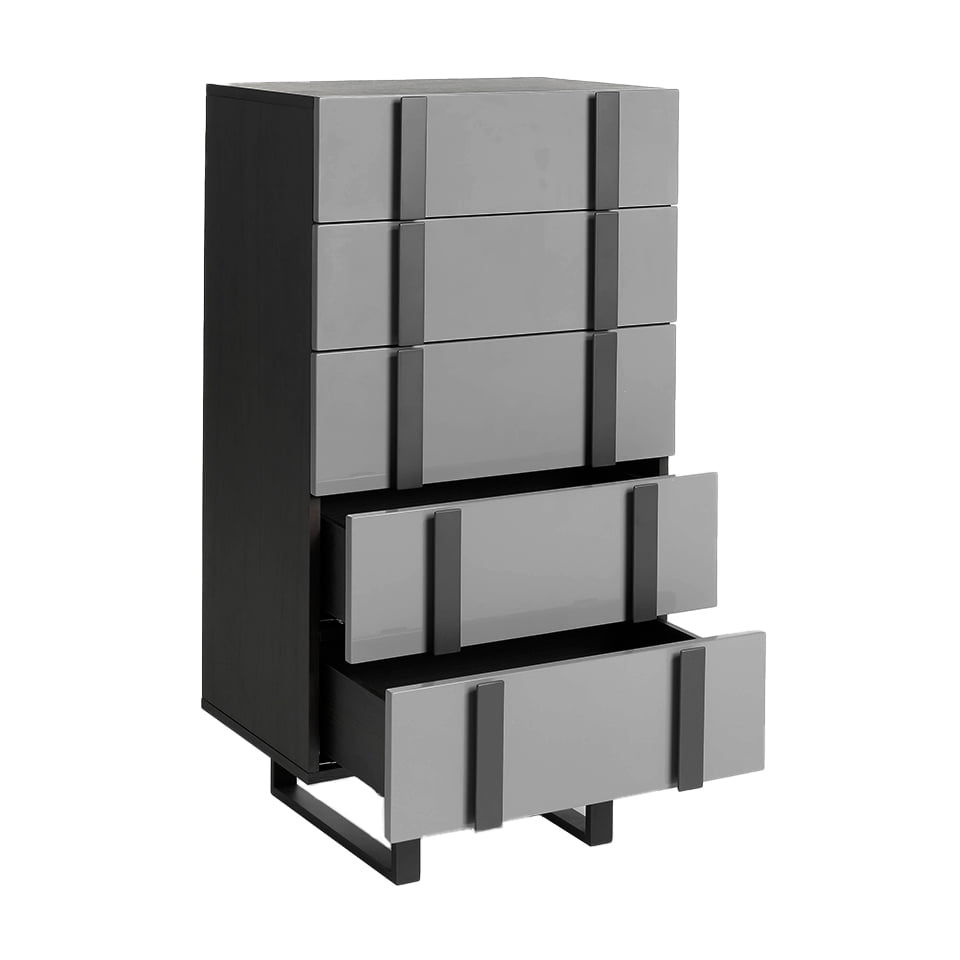 Chiffonier in Wenge wood and gray steel Chiffonier in Wenge wood and gray steel