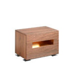 Walnut wood bedside table with interior led lighting