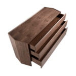 Hexagonal chest of walnut wood and tempered glass