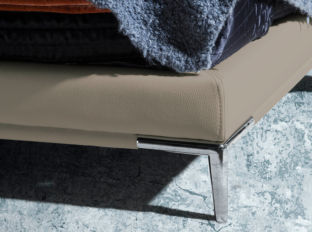 Upholstered bed with stainless steel legs Upholstered bed with stainless steel legs