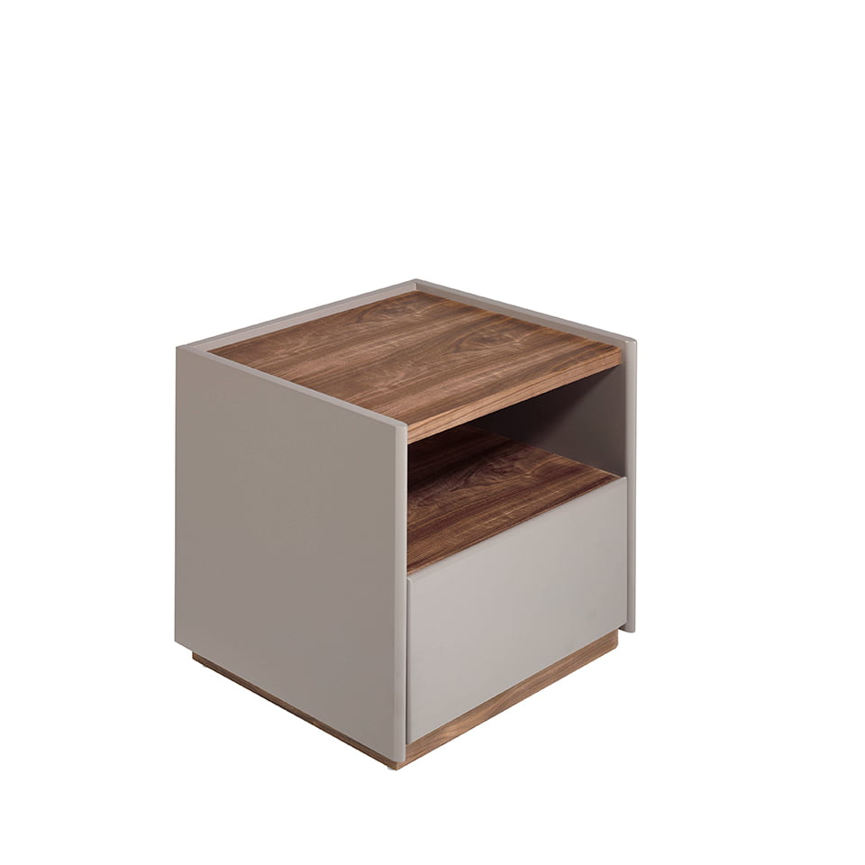 Bedside table walnut wood and MDF lacquered