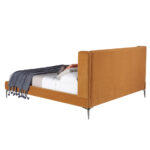 Upholstered bed upholstered in velvet fabric with polished steel legs