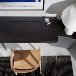 Black wenge wood and blue wood dressing table desk