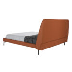 Upholstered bed in brown and grey eco-leather with steel legs