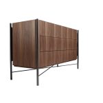 Chest of drawers in Walnut wood and darkened steel