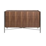 Chest of drawers in Walnut wood and darkened steel