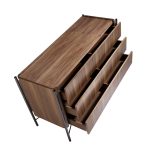 Chest of drawers in Walnut wood and darkened steel