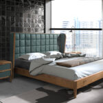 Dark green eco-leather bed