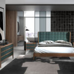 Dark green eco-leather bed
