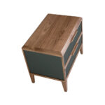 Dark green pvc and walnut bedside table