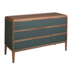 Dark green and walnut pvc chest of drawers