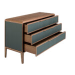 Dark green and walnut pvc chest of drawers