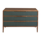 Dark green and walnut pvc chest of drawers