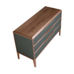 Dark green and walnut pvc chest of drawers