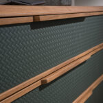 Dark green and walnut pvc chest of drawers