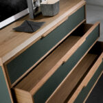 Dark green and walnut pvc chest of drawers