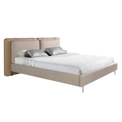 (Español) Cama polipiel color visón y tela color gris bed - Angel Cerda
