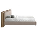 Letto in similpelle visone e tessuto grigio