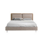 Letto in similpelle visone e tessuto grigio