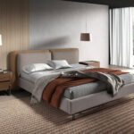 Mink leatherette and grey fabric bed