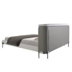 Light grey fabric and dark grey leatherette bed