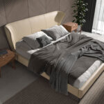 Cream leatherette bed