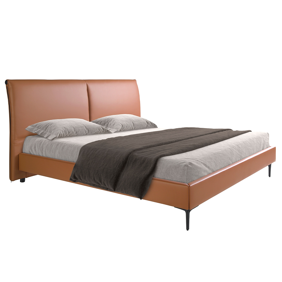 Brown leatherette bed