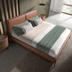 Letto in similpelle marrone