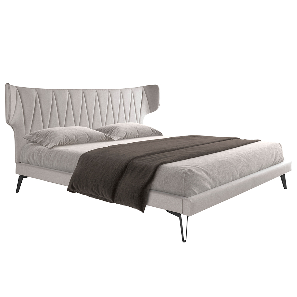 Light grey fabric bed
