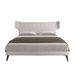 Letto in tessuto grigio chiaro